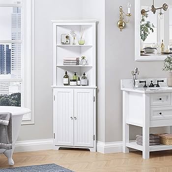 Ann　KSホワイト　Sサイズ Amazon.com: UTEX Tall Bathroom Corner Cabinet, Floor Storage